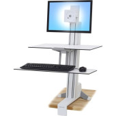 Ergotron WorkFit-S, Single LD with Worksurface+ (White) - Up to 24" Screen Support - 18 lb Load Capacity - Desktop - Aluminum, Plastic, Steel - White 33-350-211